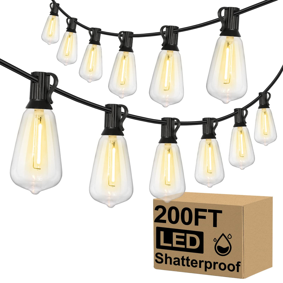 Brightever 200ft patio string lights illuminate outdoor evenings with a cozy setup