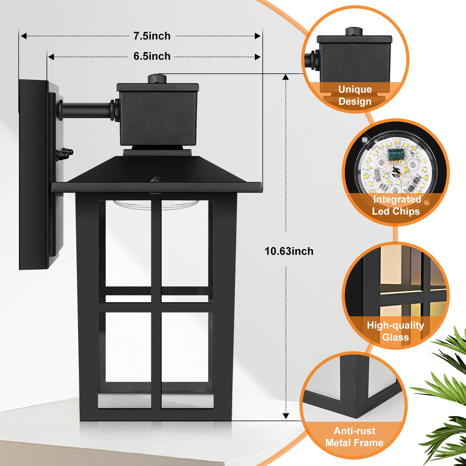 Brightever wall light with black metal frame withstands weather for years of outdoor use.