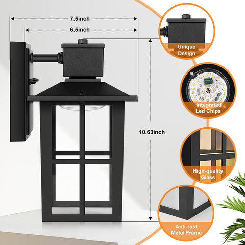 Brightever wall light with black metal frame withstands weather for years of outdoor use.