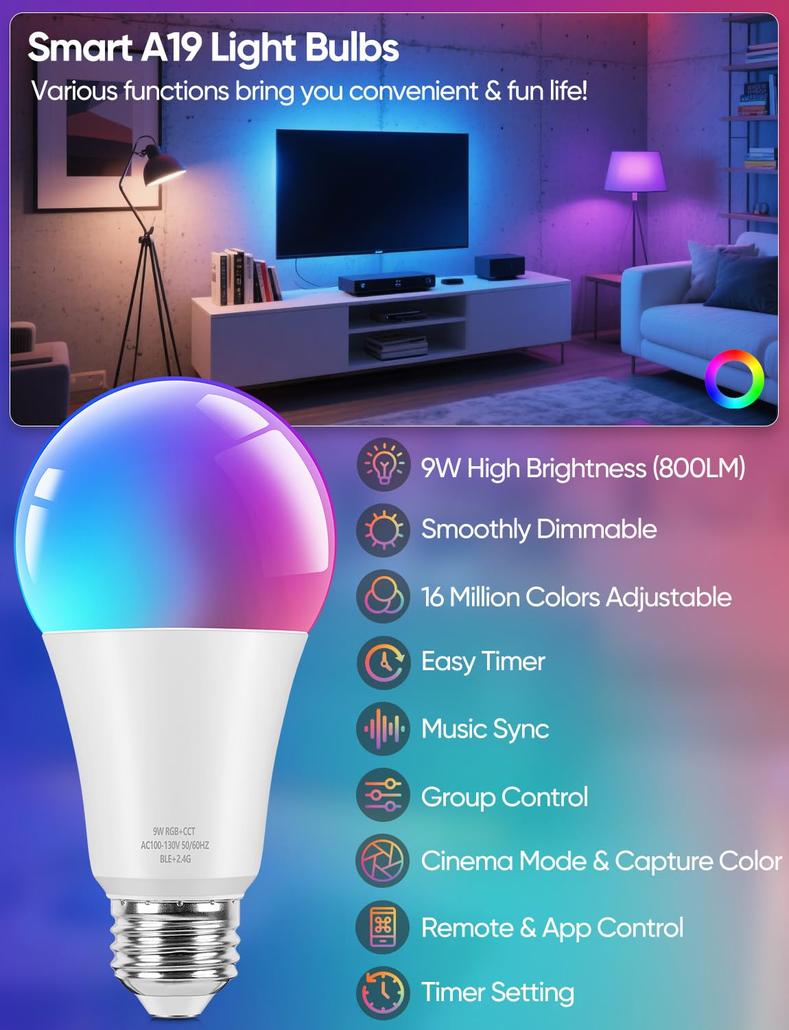 Brightever Smart A19 cinema mode for immersive movie nights.