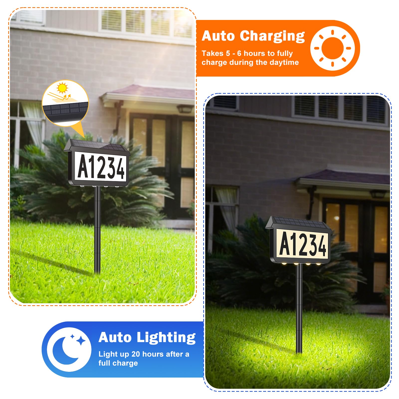 Brightever solar address sign includes DIY stickers for numbers.