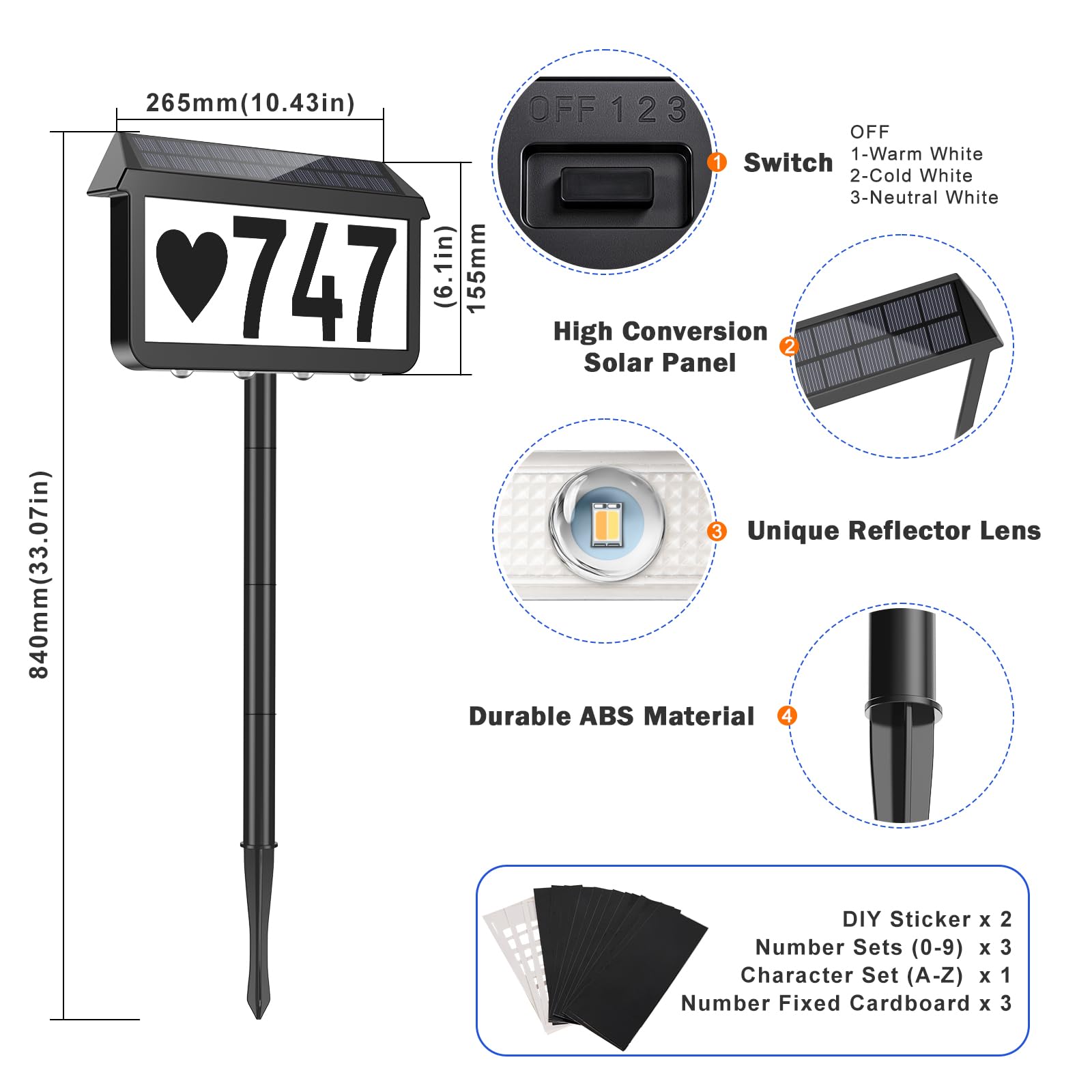 Brightever address sign casts wall and ground shadows for distinctive exterior lighting.