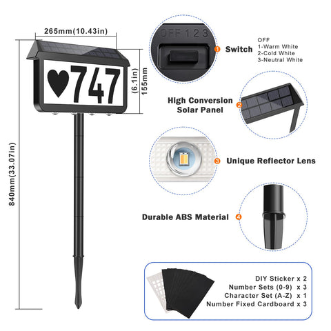 Brightever address sign casts wall and ground shadows for distinctive exterior lighting.