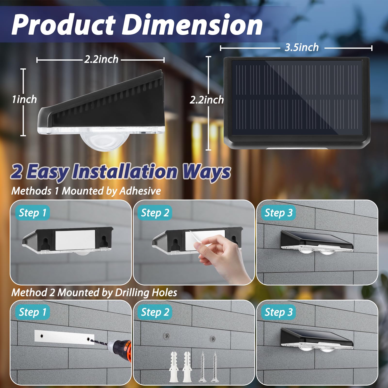 Brightever solar fence light color temperature options shown for warm to cool.