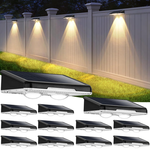 Brightever solar fence light panel closeup demonstrates the lens for bright outdoor illumination.