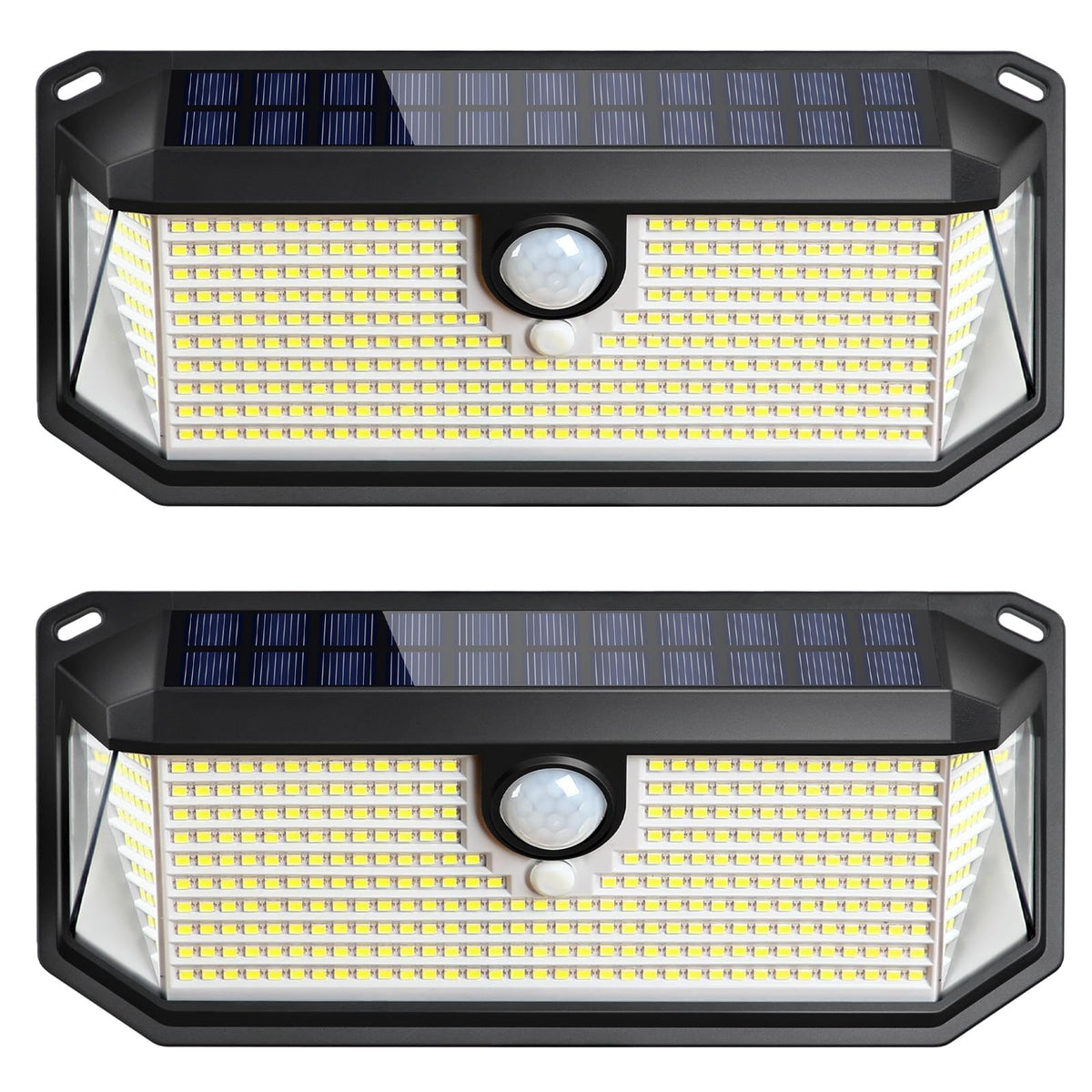 Brightever solar outdoor lights front view show bright 4000lm for perimeter visibility.