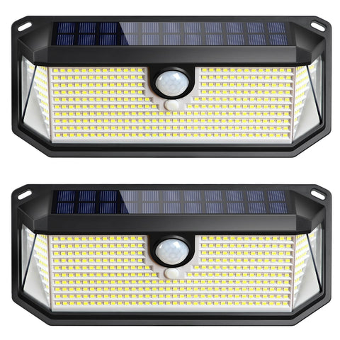 Brightever solar outdoor lights front view show bright 4000lm for perimeter visibility.