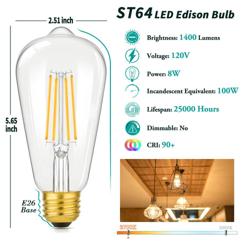 Brightever vintage bulb in wall sconces delivers high-CRI color accuracy for true hues.