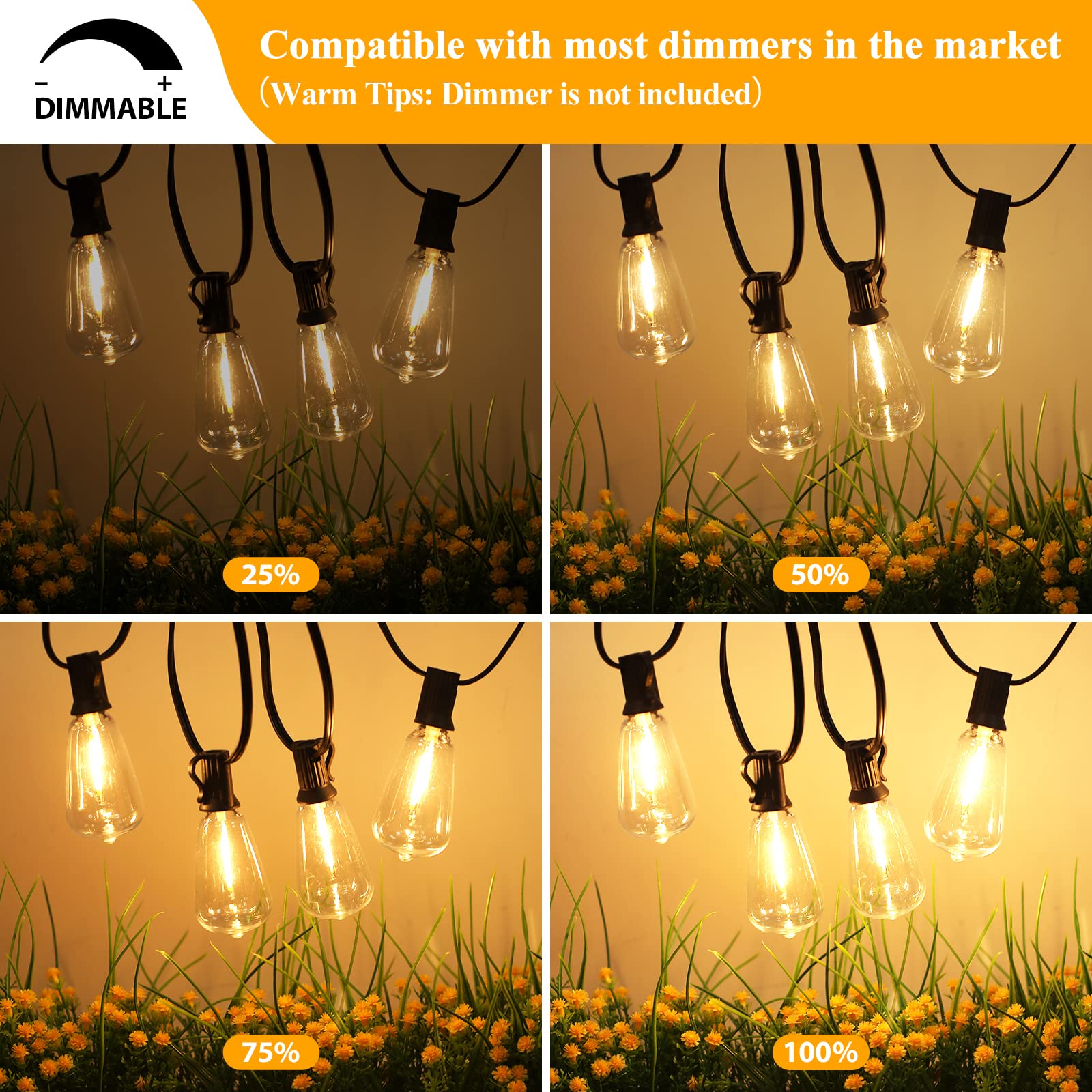 Brightever vintage glow yellow bulbs create outdoor ambience under the stars