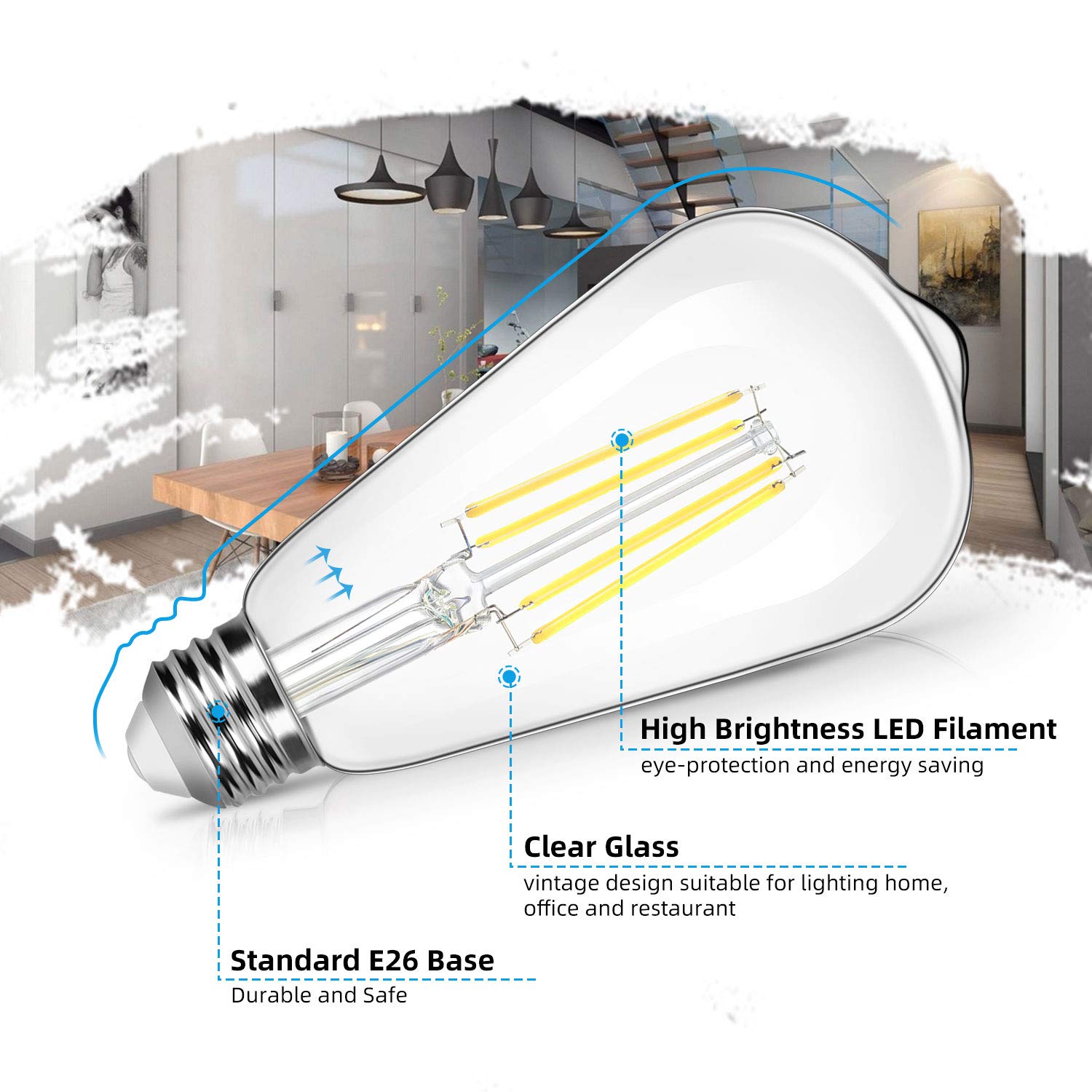 Brightever CRI 90 LED Edison bulb reproduces colors accurately in any room.
