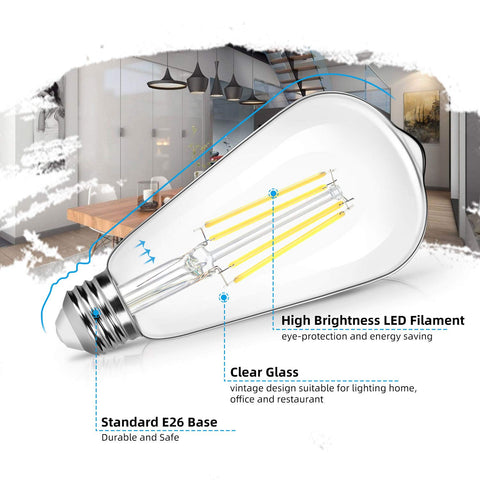 Brightever CRI 90 LED Edison bulb reproduces colors accurately in any room.