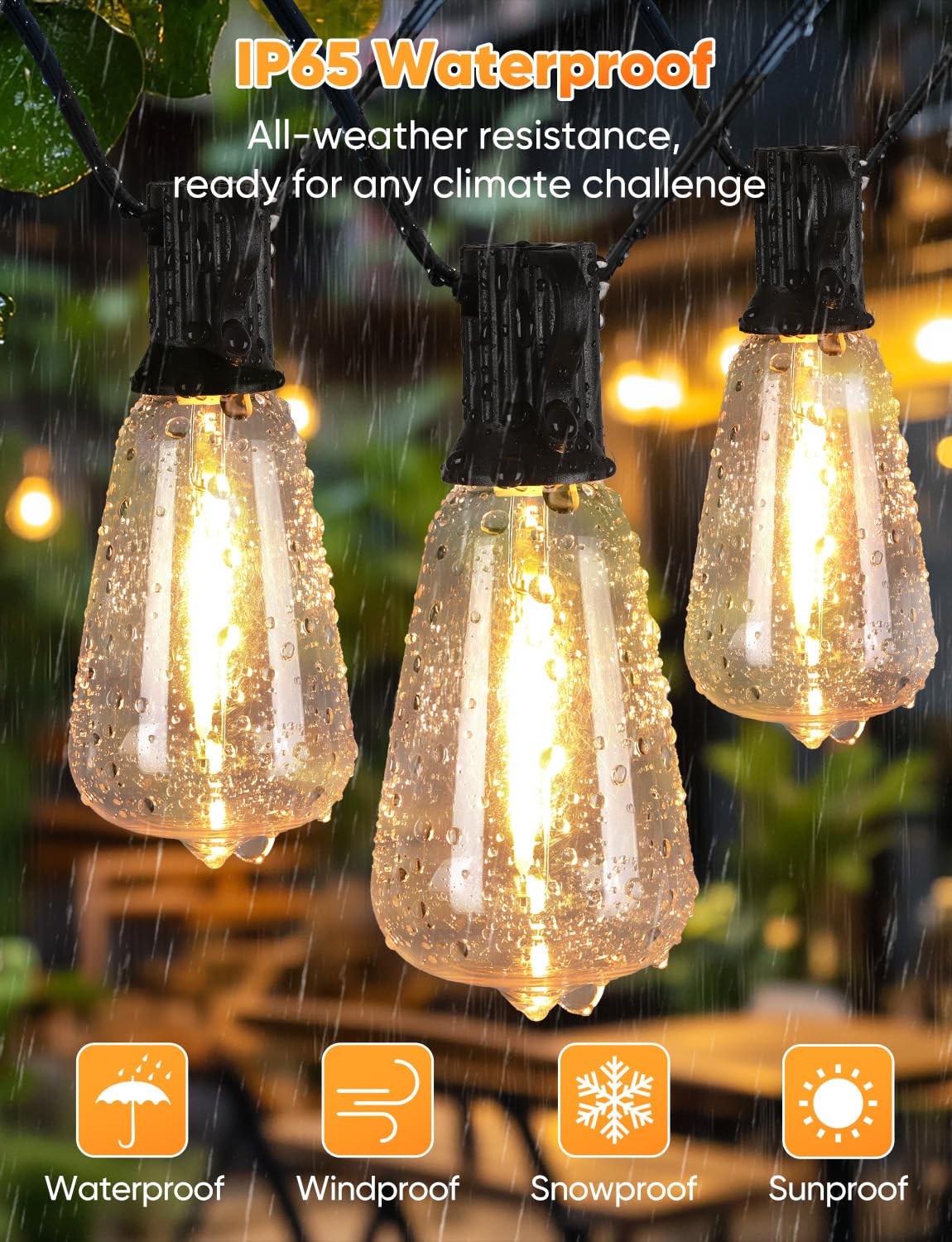 Brightever string lights suit weddings and parties with durable, long-lasting LED bulbs.