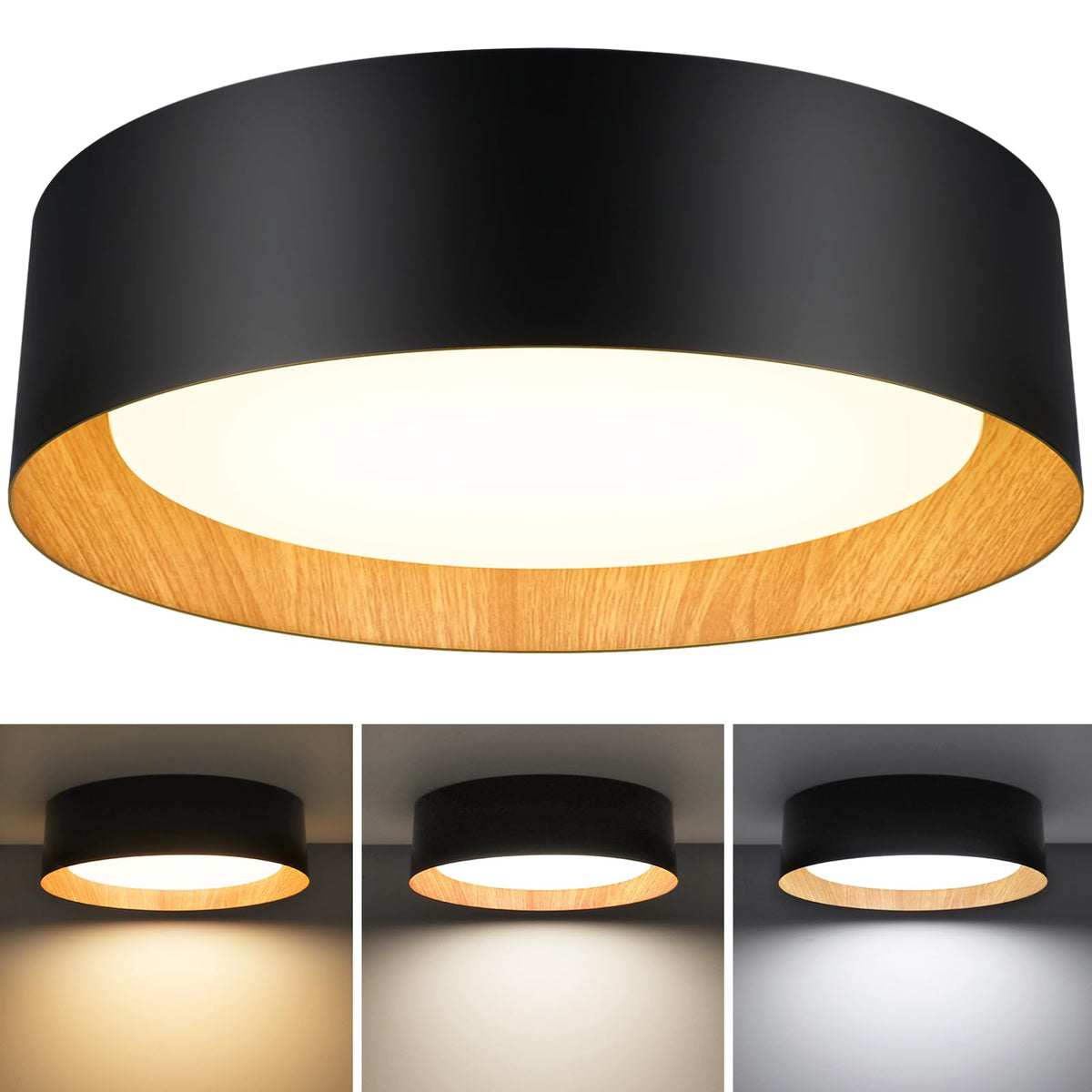 BrightHome flush mount LED ceiling light with built‑in panel providing bright, even illumination