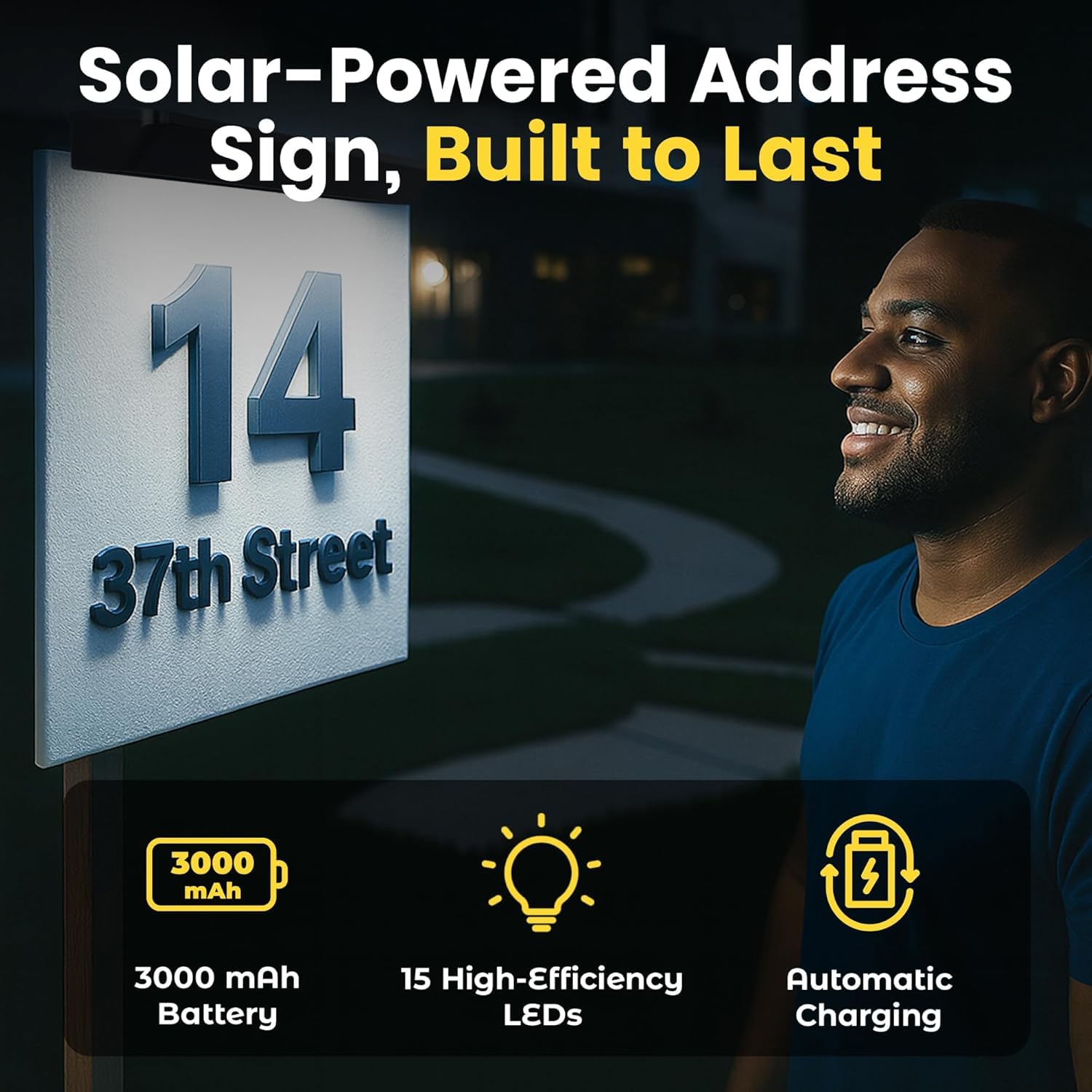 BRIGHTICONIC 2Pck front-view with bright LEDs improving sign legibility at night.