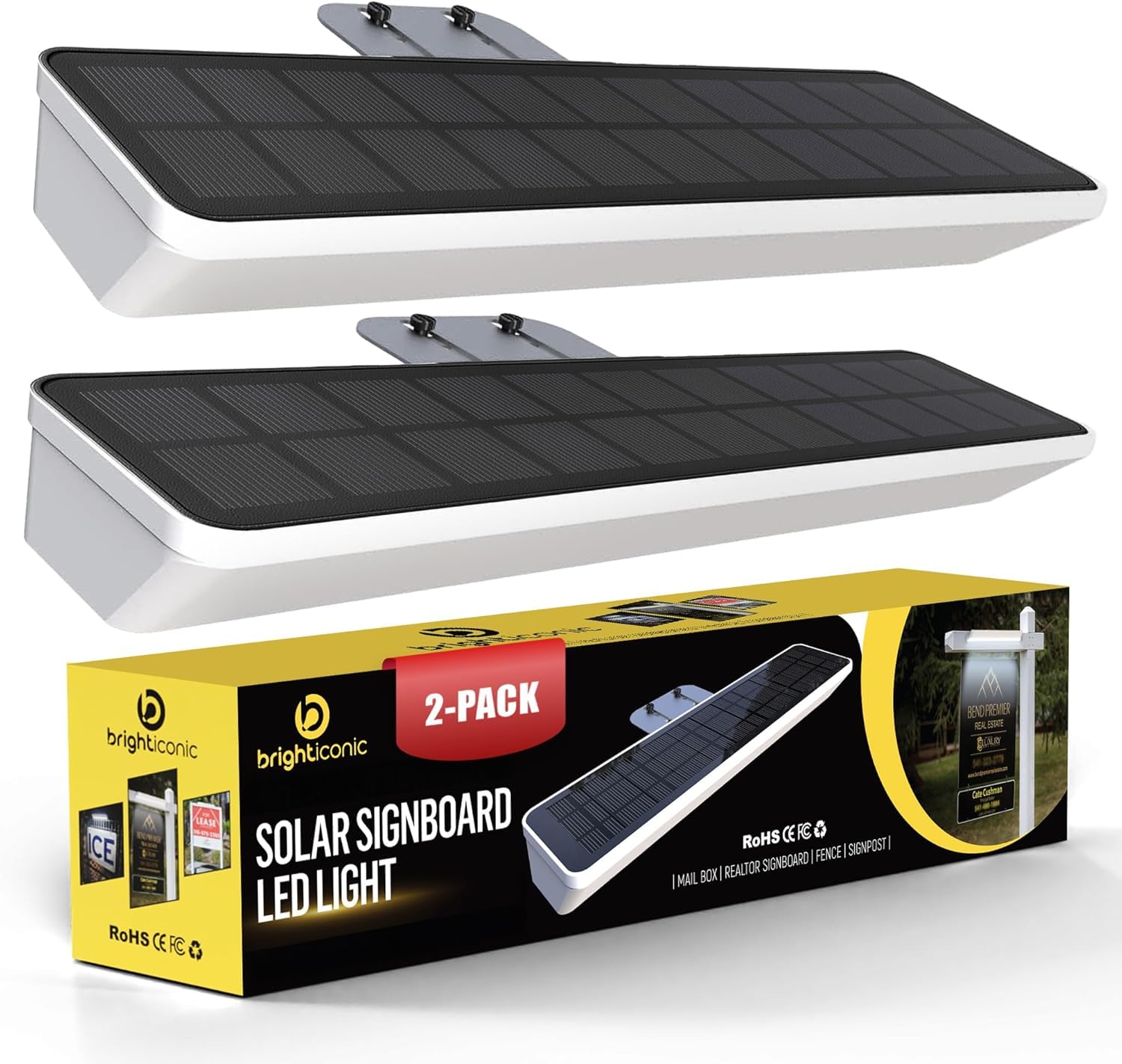 Brighticonic 2Pck solar address sign light front view boosts visibility at night