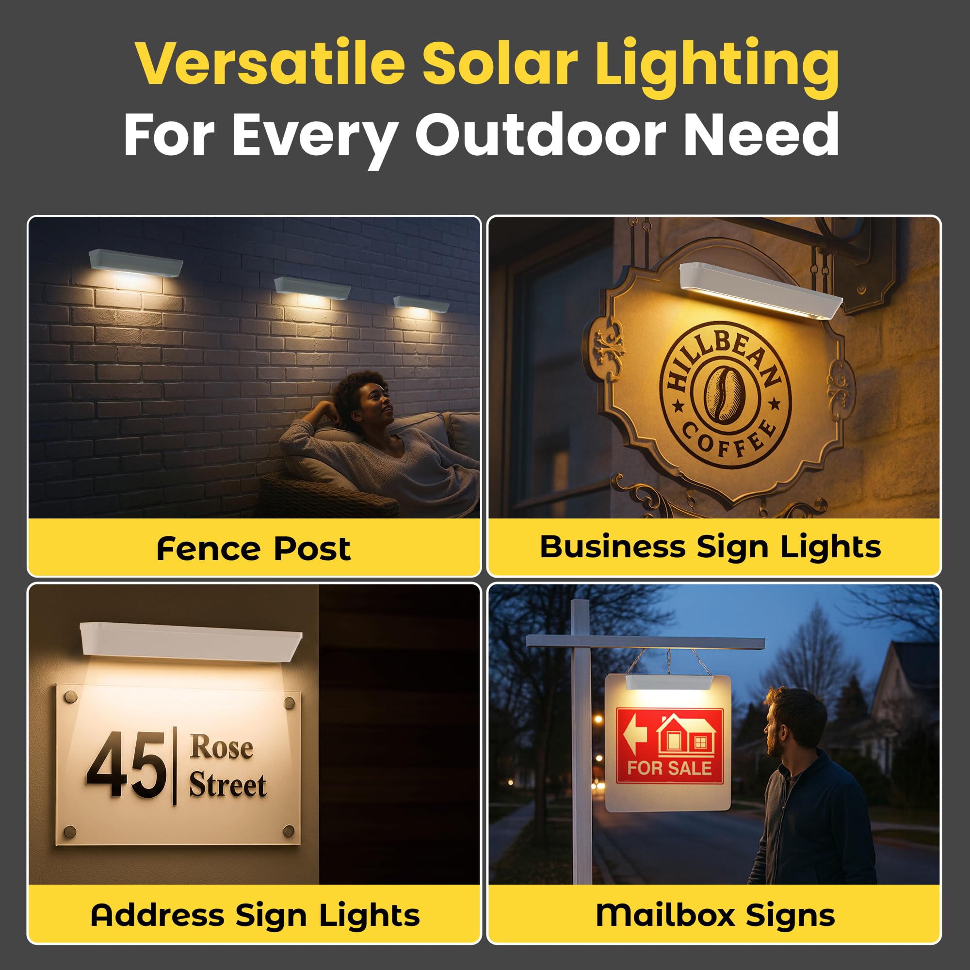 Brighticonic 2Pck solar address sign light IP65 waterproof rating withstands weather
