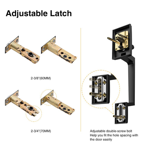 Brightify adjustable latch door handle simplifies alignment for various backsets