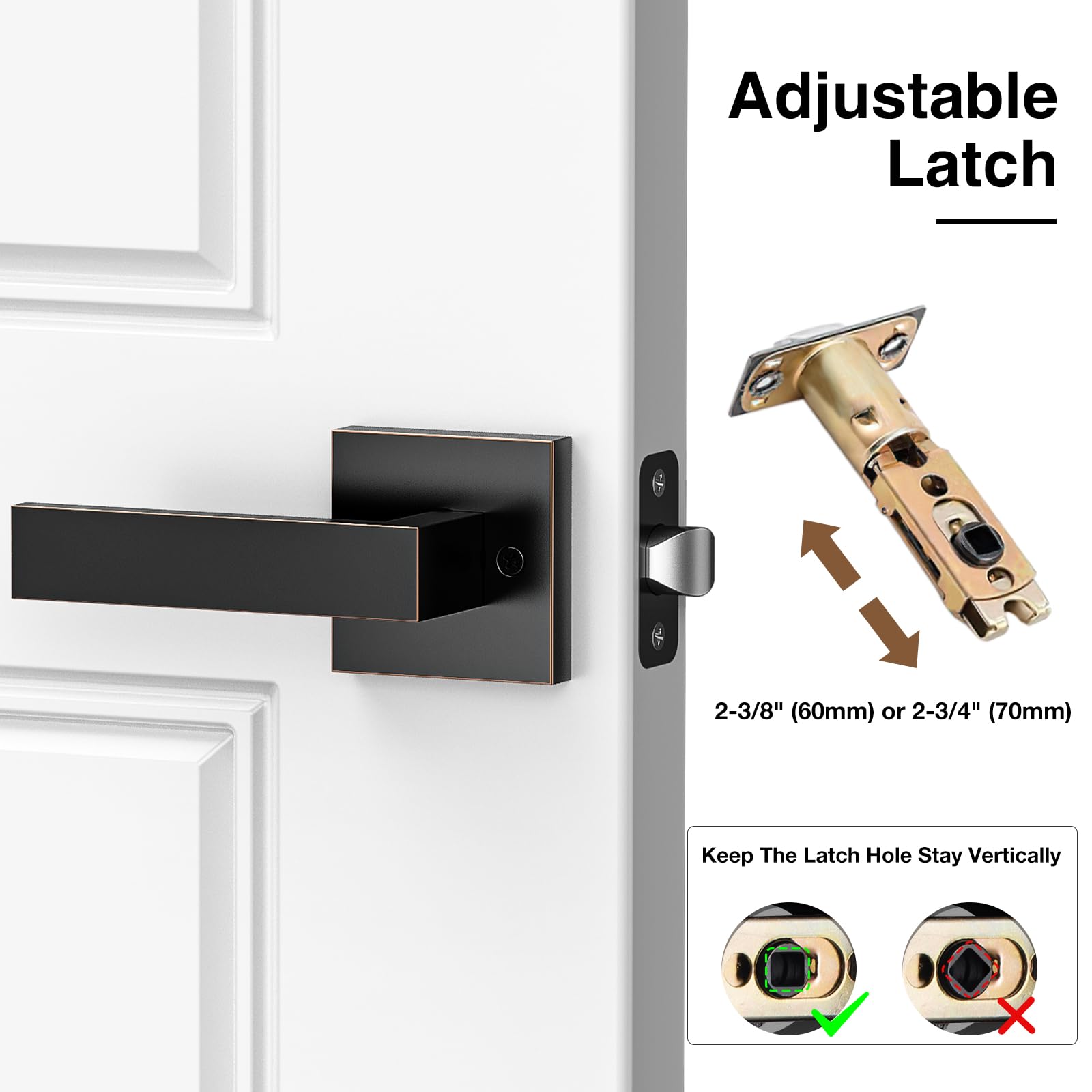 Easy-install Brightify door handle with floating square column design.