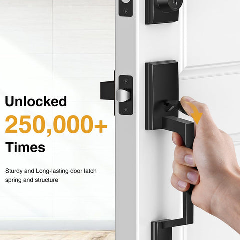 Brightify matte black exterior door handle offering durable, weather-resistant entry hardware
