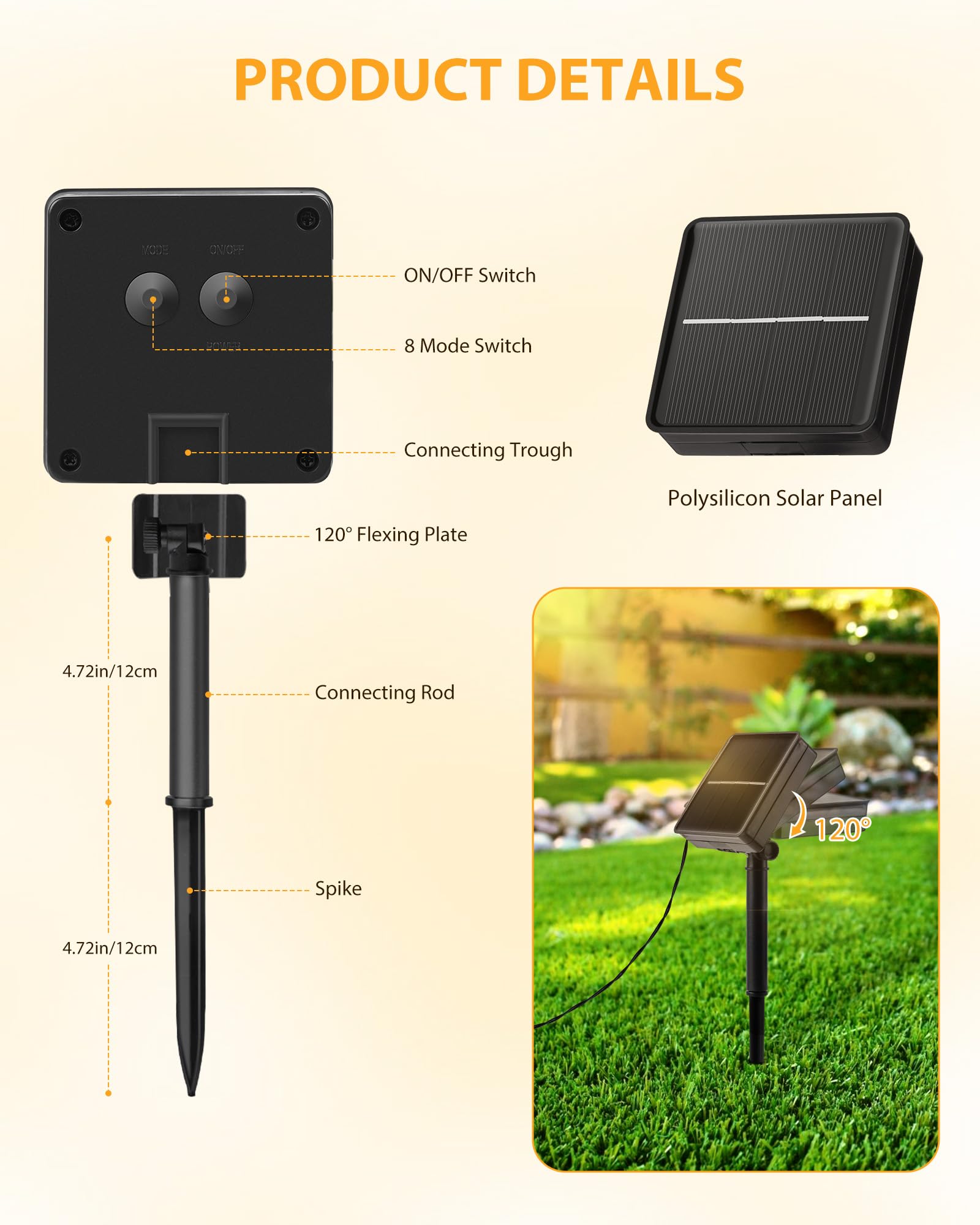 Brightown 2-pack includes ground stakes for quick, secure installation.