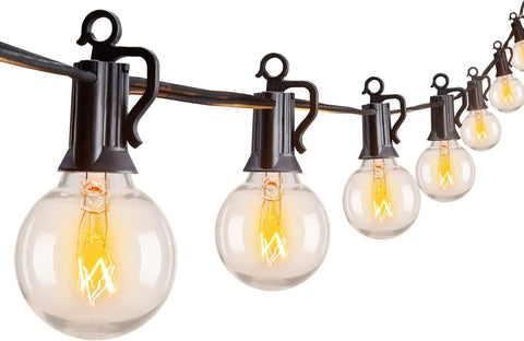 Brightown 30ft G40 globe string lights illuminate outdoor spaces with warm, inviting glow.