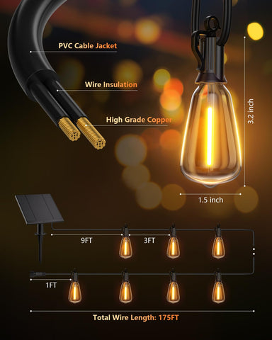 Brightown 36-inch bulb spacing creates even ambience on a patio.