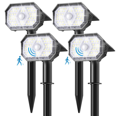 Brightown 4-pack solar motion lights outdoors, front view showing compact, weatherproof design