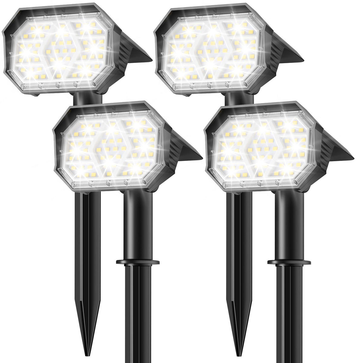 Brightown 4Pack solar spot lights illuminate outdoor spaces with broad coverage