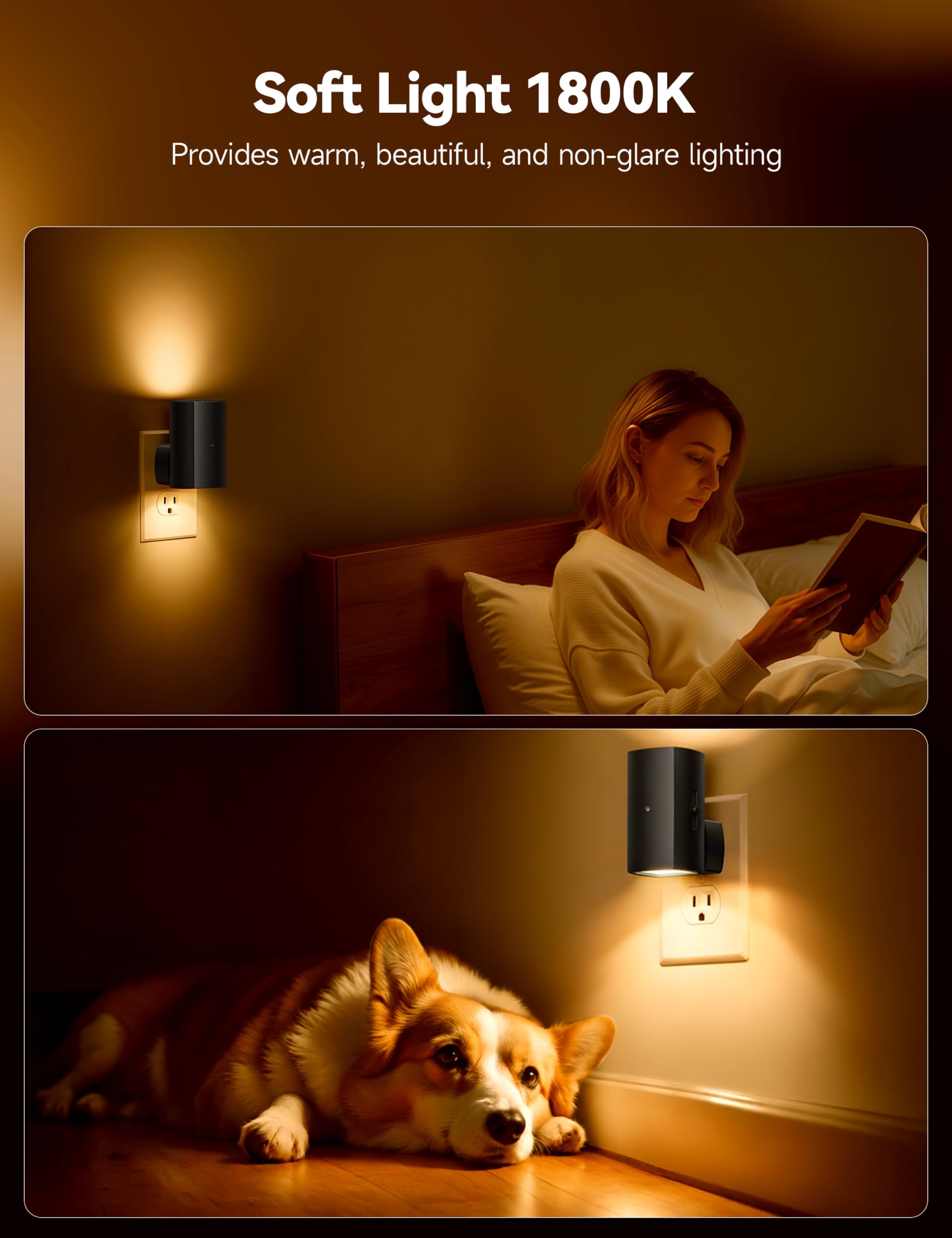 Brightown Aora Night Light features an anti-glare lampshade for eye-friendly illumination
