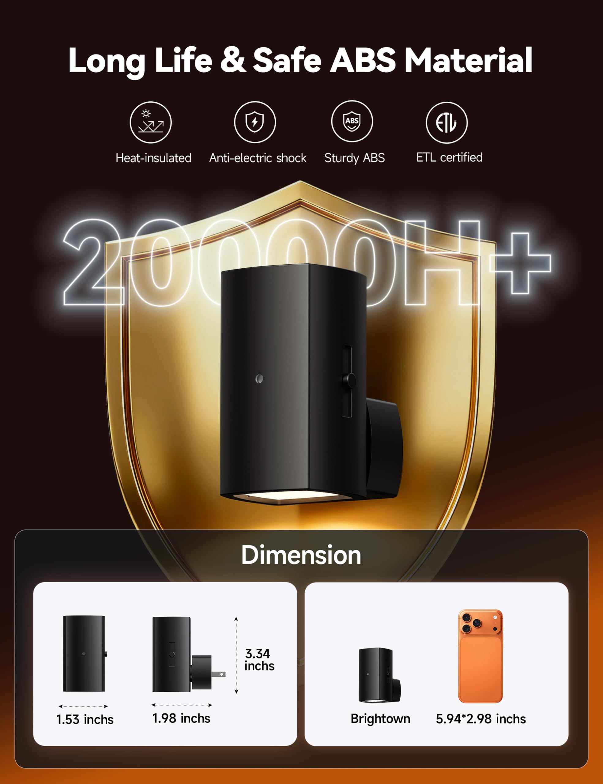 Brightown Aora Night Light provides a long 20,000-hour lifespan for lasting use