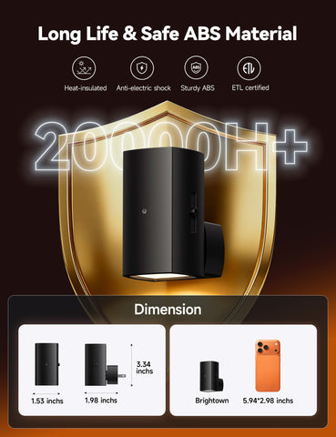 Brightown Aora Night Light provides a long 20,000-hour lifespan for lasting use