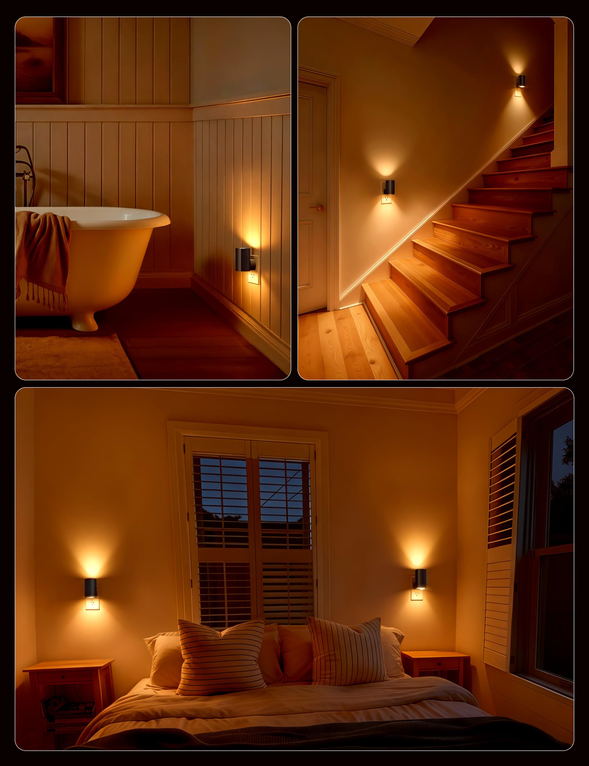 Brightown Aora Night Light's 90-degree rotatable plug fits vertical or horizontal outlets