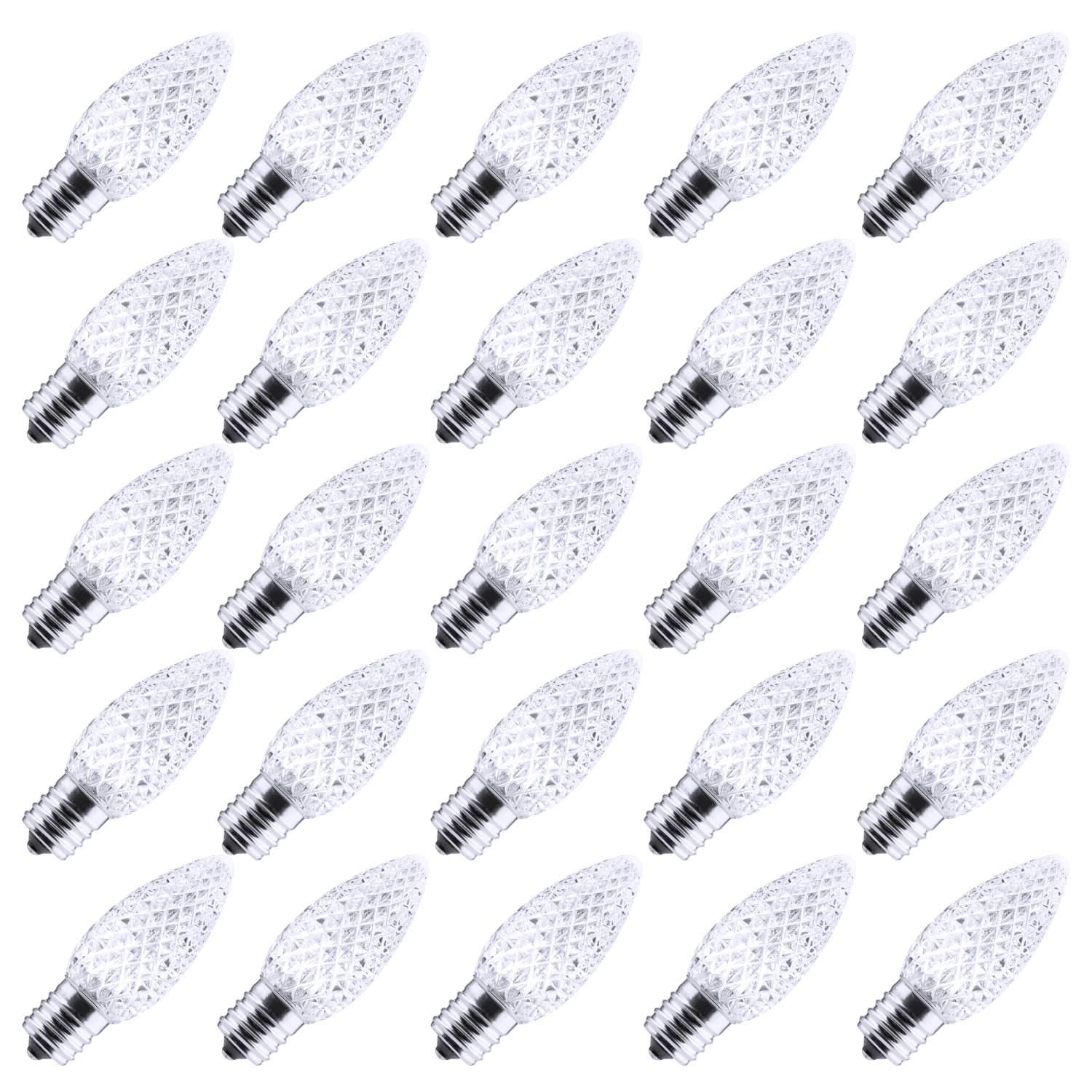 Brightown C9 LED bulbs pack 50 for energy-saving holiday lighting.