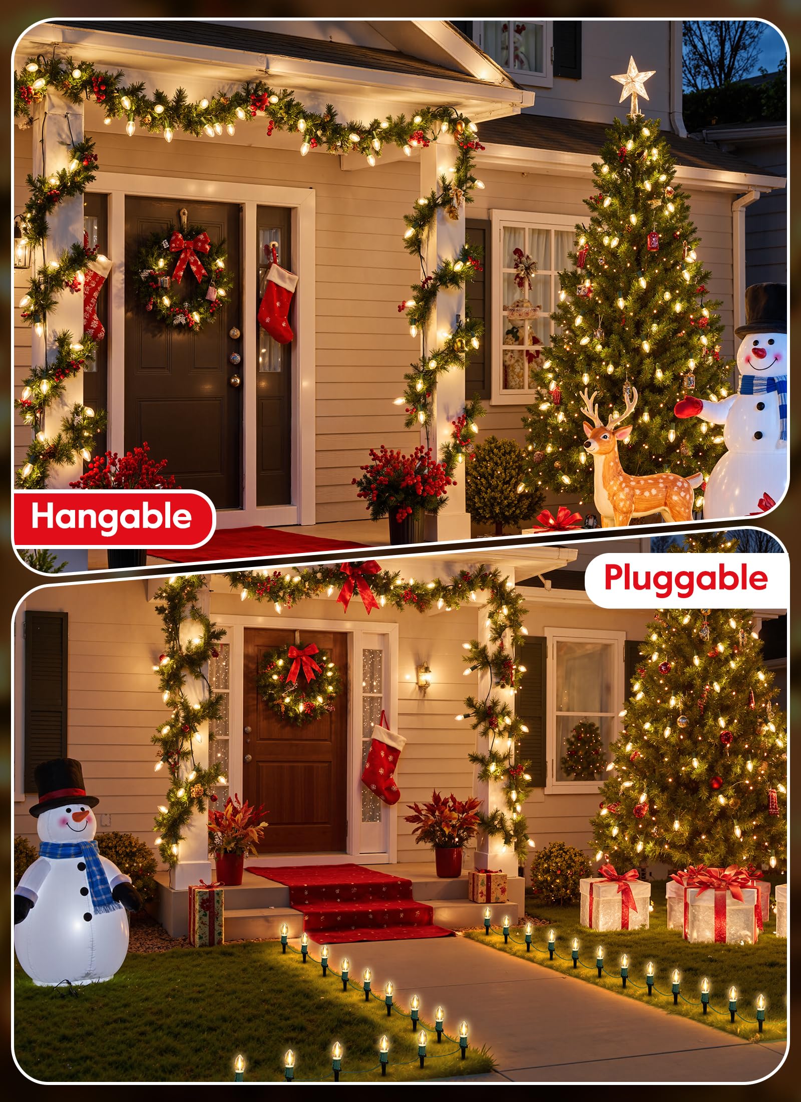 Brightown C9 LED bulbs provide durable, weather-ready ambience for outdoor decor.