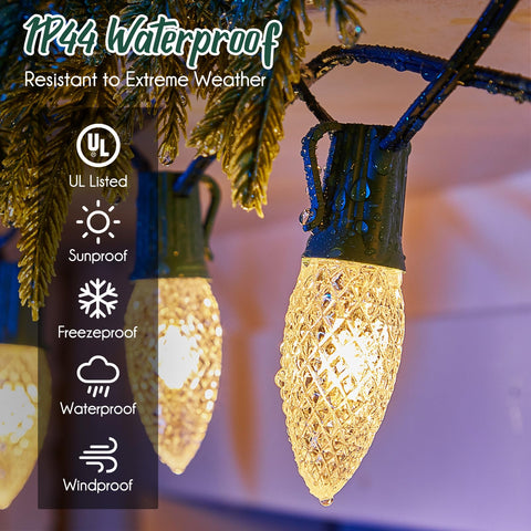 Brightown C9 light strand ideal for patios, fences, and trees during holidays.