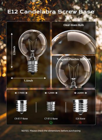 Brightown clear globe bulb with E12 base, perfect for patio illumination.