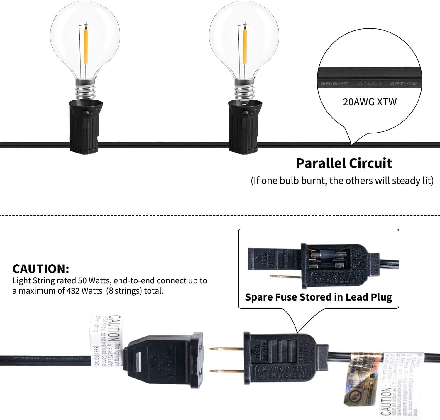 Brightown E12 base bulbs are easy to replace when needed