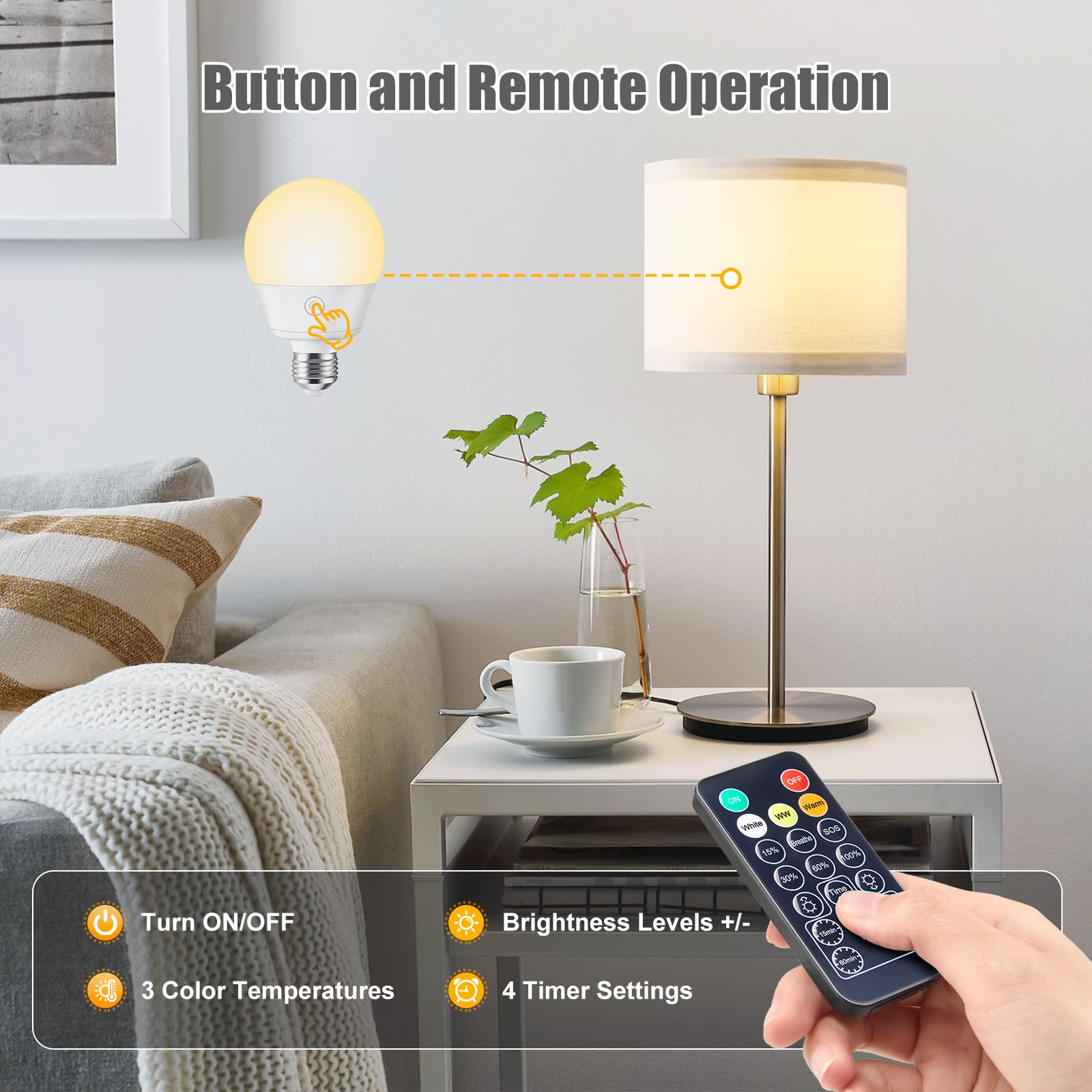 Brightown E26 bulb with adhesive and lanyard for pantry or closet mounting.