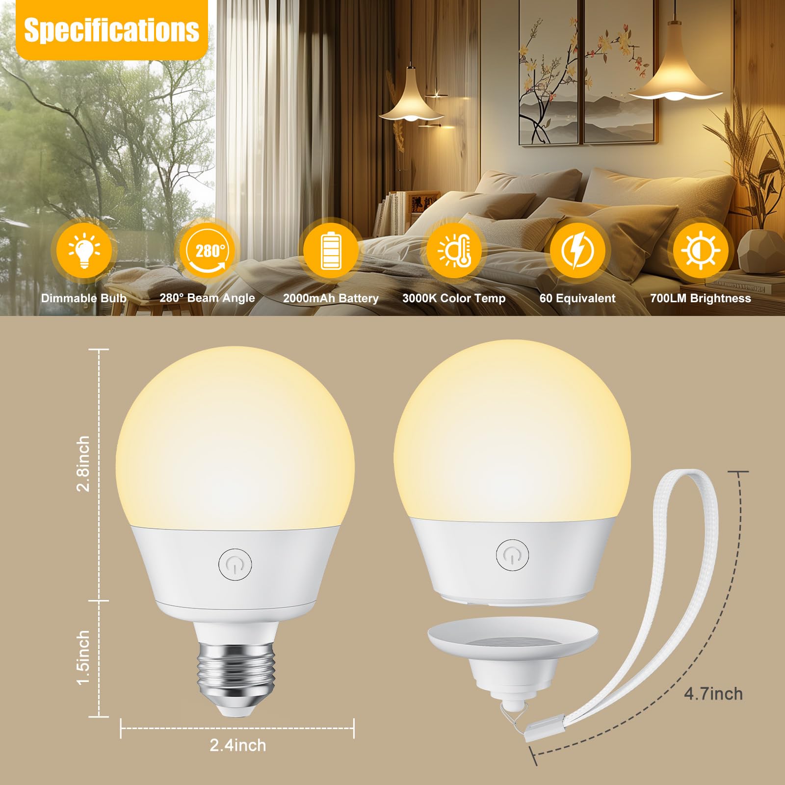 Brightown E26 versatile bulb in a wall sconce setup for portable lighting.