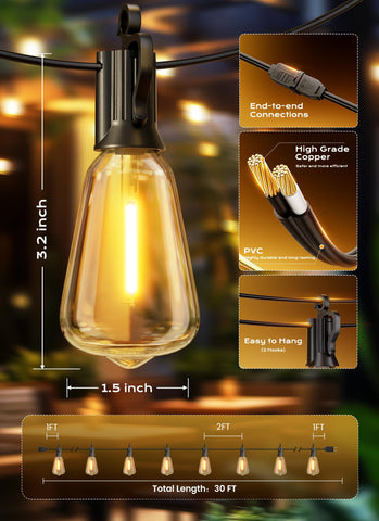 Brightown easy-hang bulbs with built-in hooks simplify decorating balconies and decks.