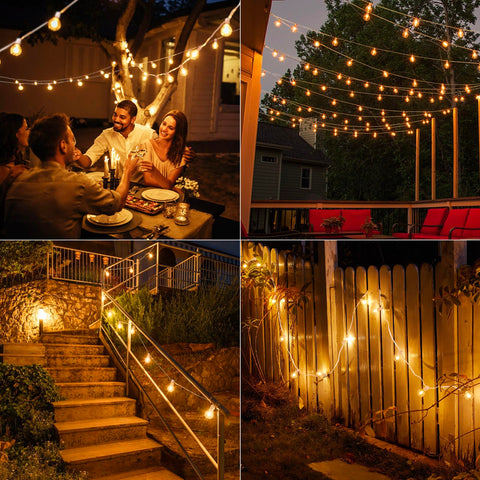 Brightown easy-hang sockets simplify hanging the string lights outdoors.