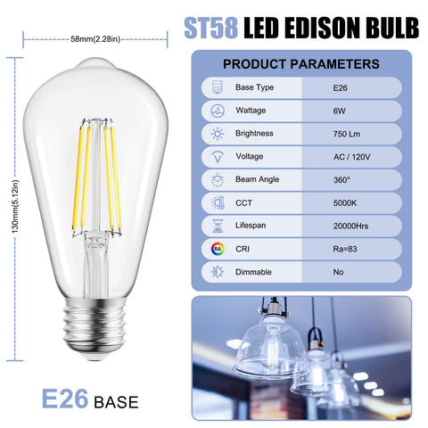 Brightown Edison bulb filament close-up reveals warm vintage glow.