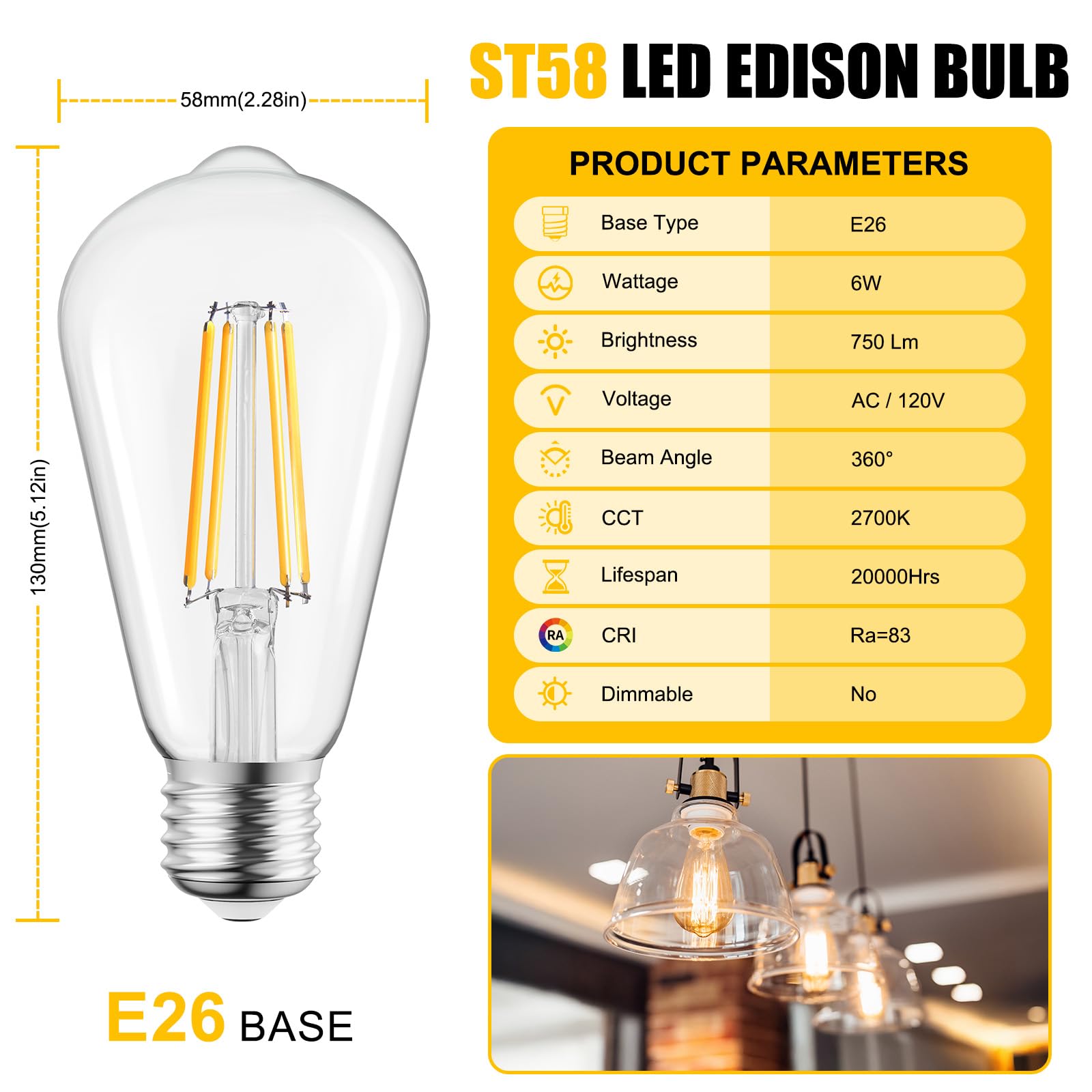 Brightown Edison bulb with clear glass cover for vintage look