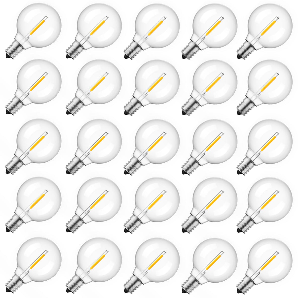 Brightown G40 globe bulb in clear plastic, suitable for outdoor string lights.