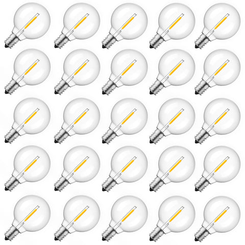 Brightown G40 globe bulb in clear plastic, suitable for outdoor string lights.