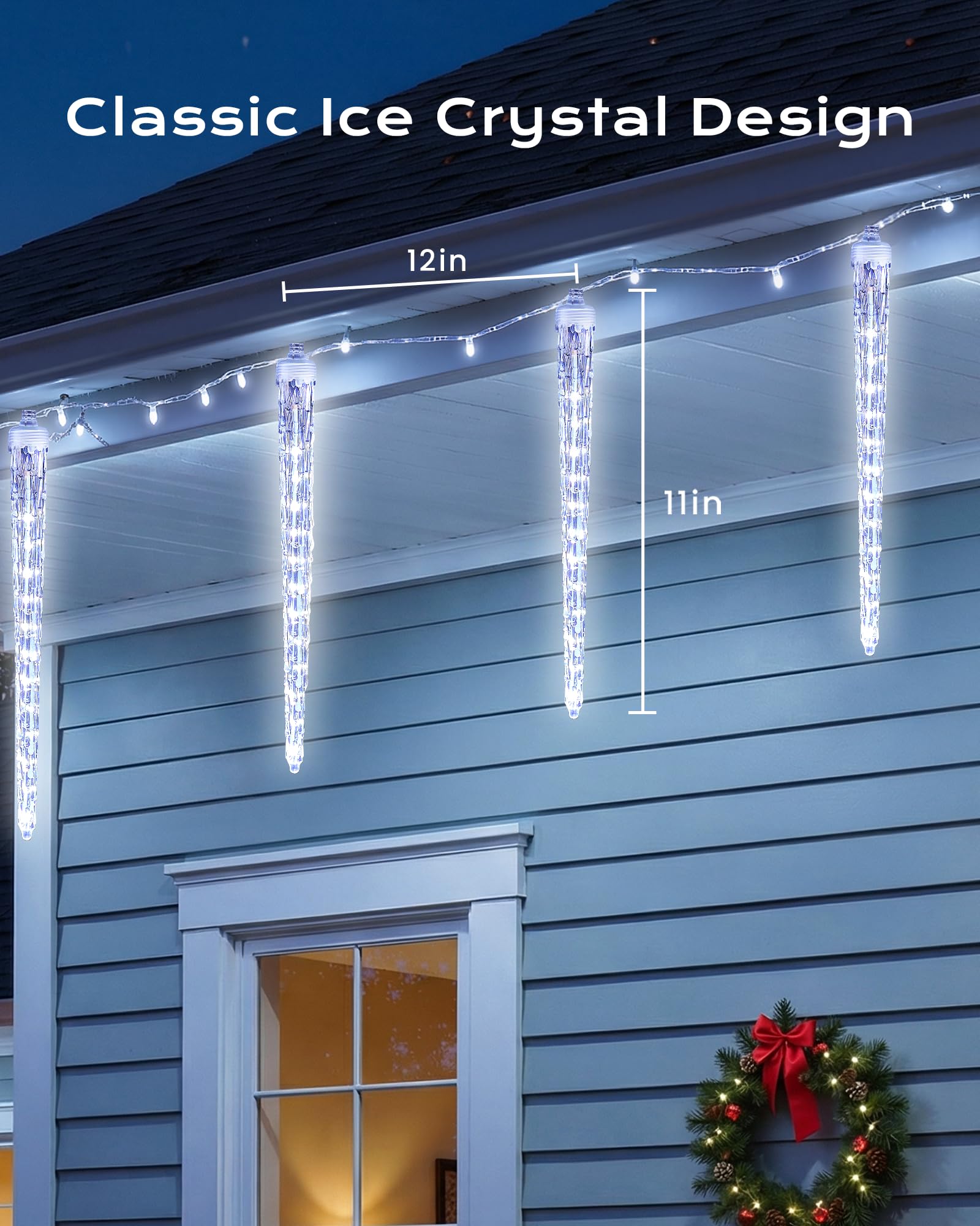 Brightown icicle lights 11-inch crystal design on trees