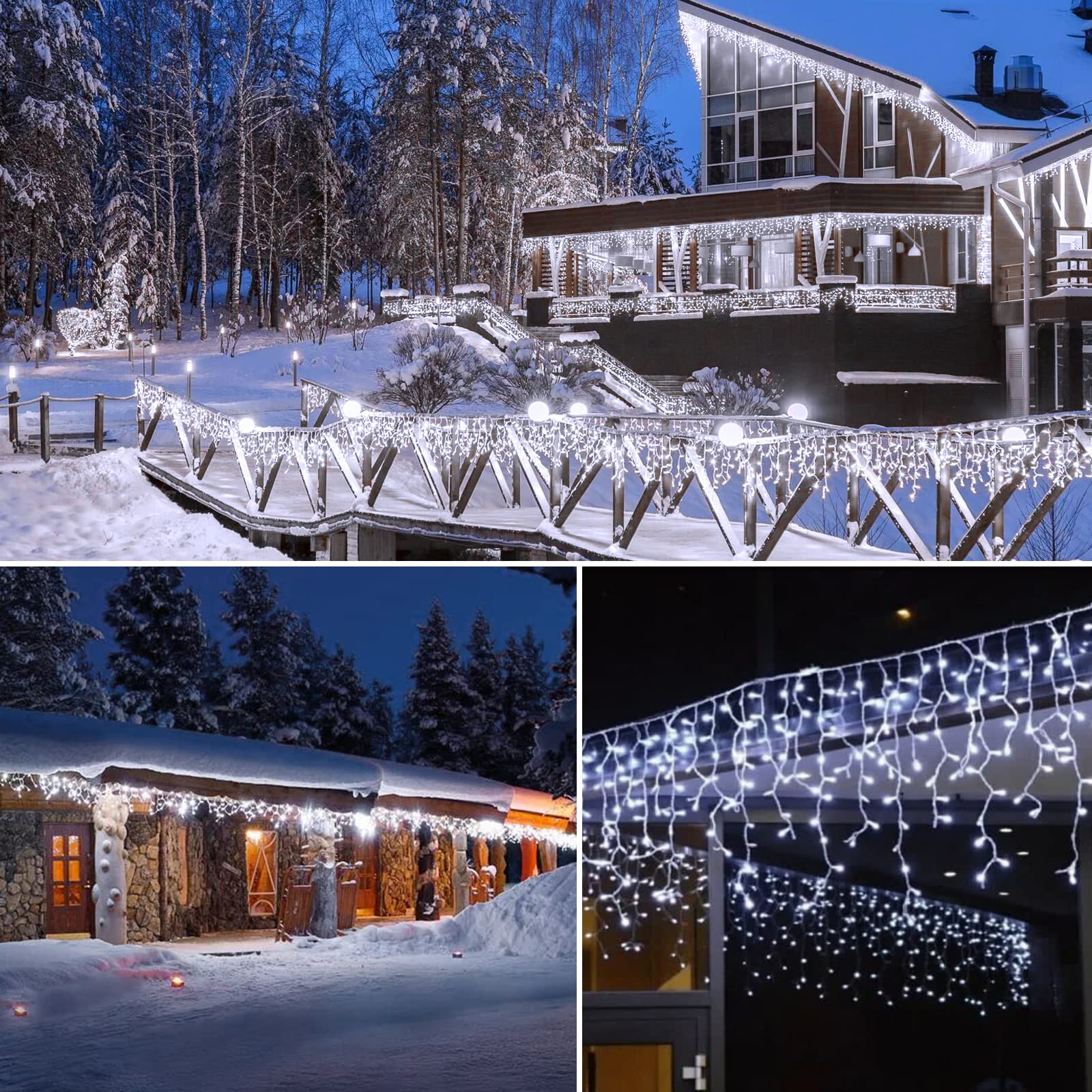 Brightown icicle lights connectable three strands for larger outdoor displays.