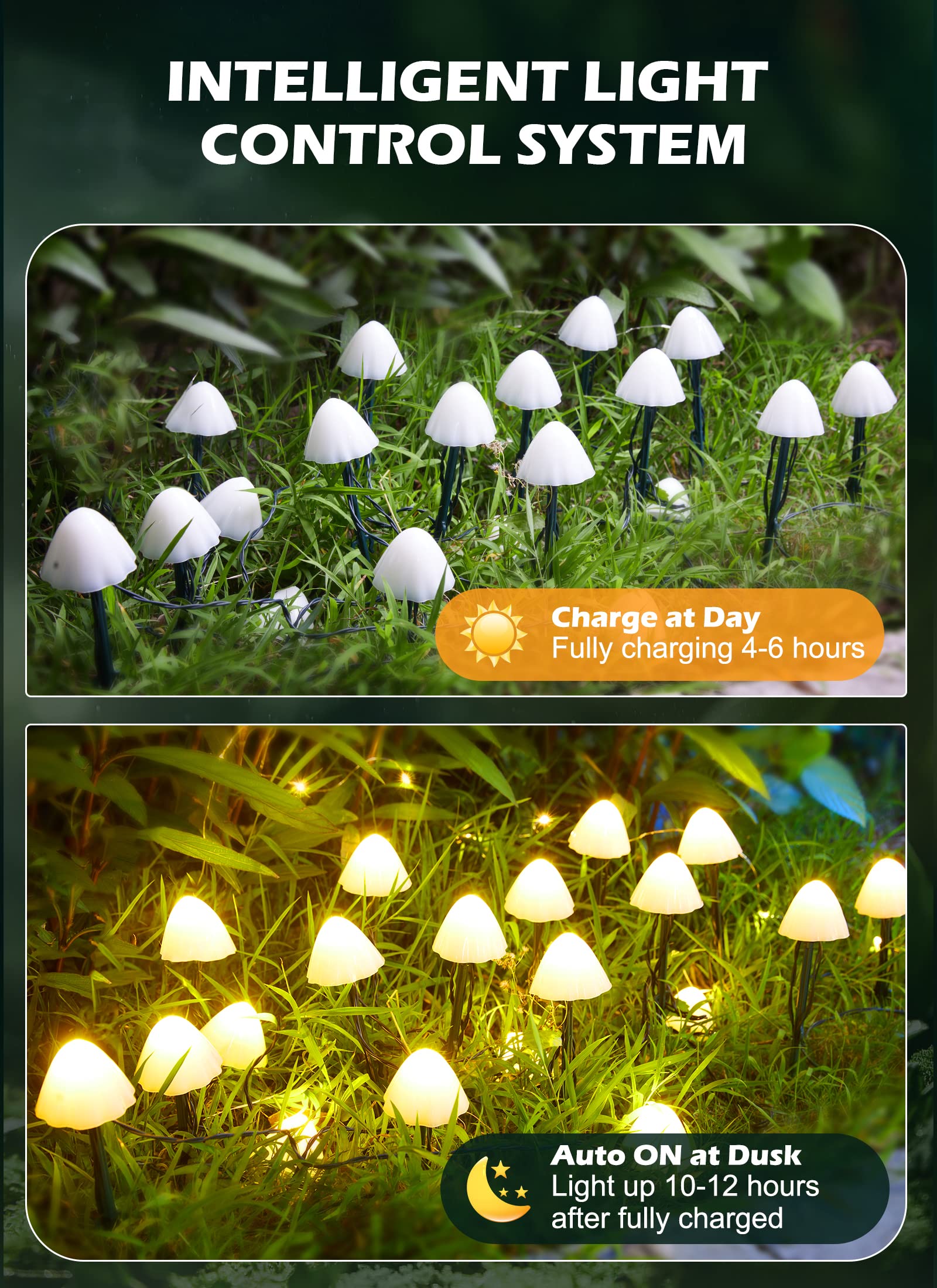 Brightown IP65 outdoor mushroom lights withstand weather for year-round decor.