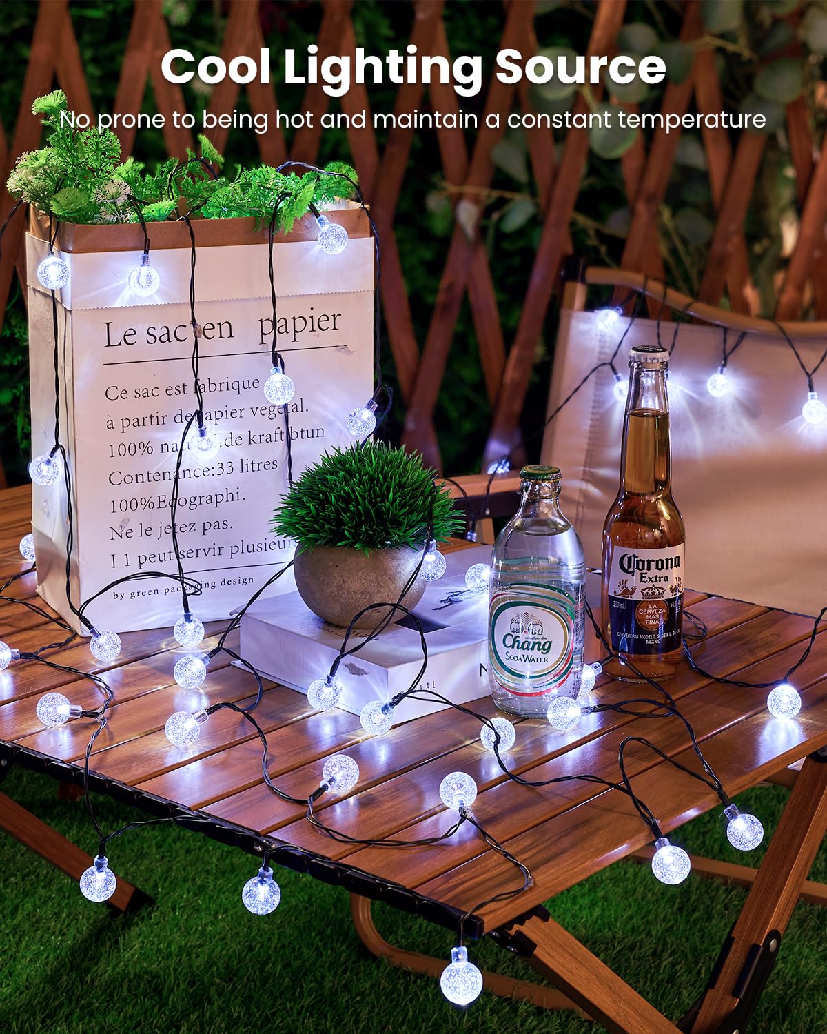 Brightown IP65 waterproof globe lights withstand rain while keeping a steady glow.