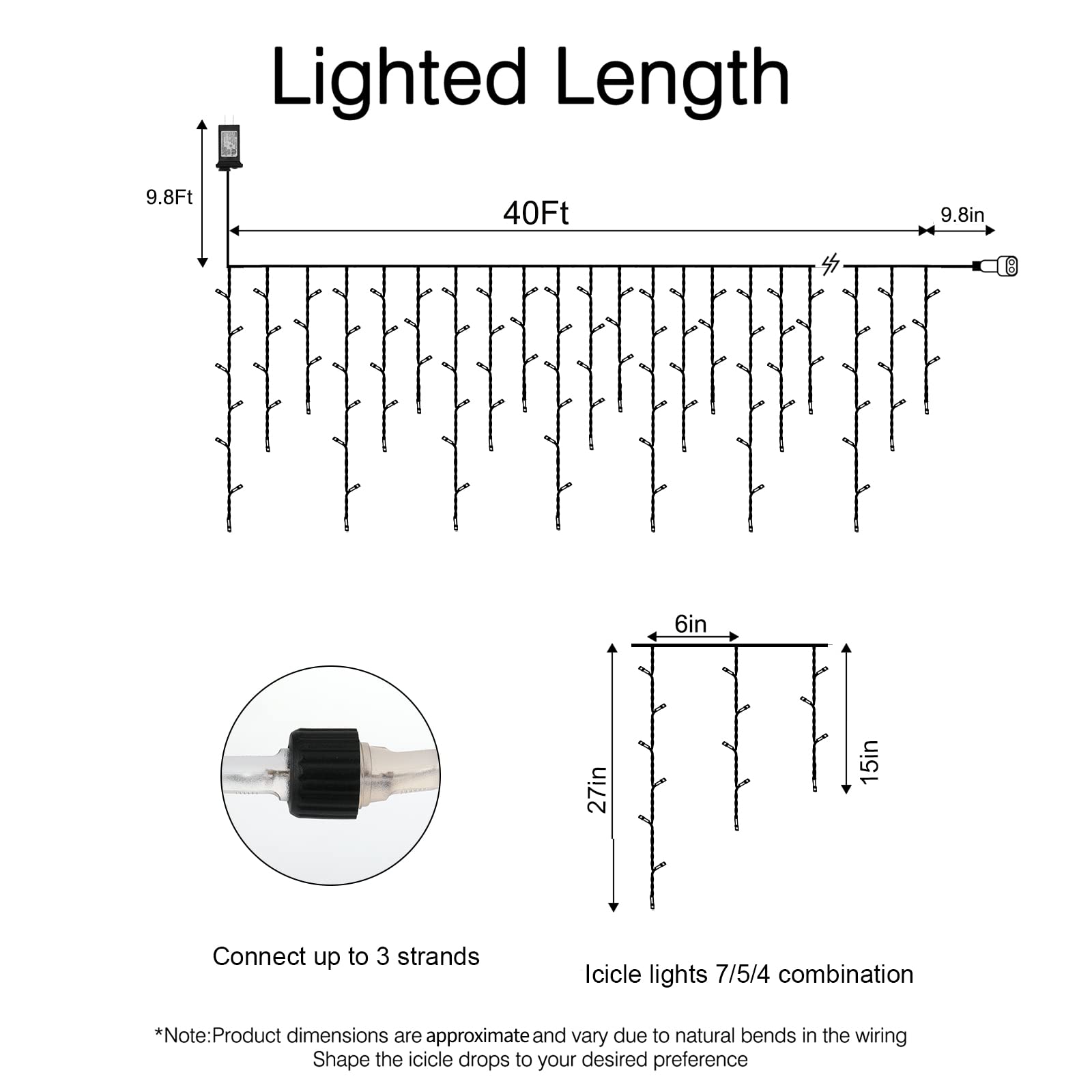 Brightown lead cable nine-point-eight-feet for easy outdoor setup.
